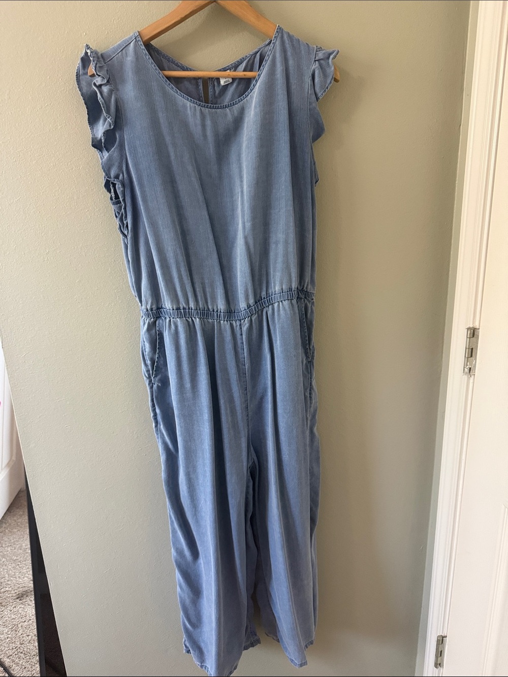 Light Blue women’s ' Chambray One-Piece Jumpsuit - Kids